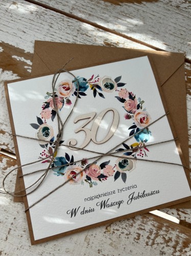 Ręcznie robiona kartka życzenia z okazji 30. rocznicy ślubu - trzydziesta rocznica ślubu - prezent na rocznicę ślubu
