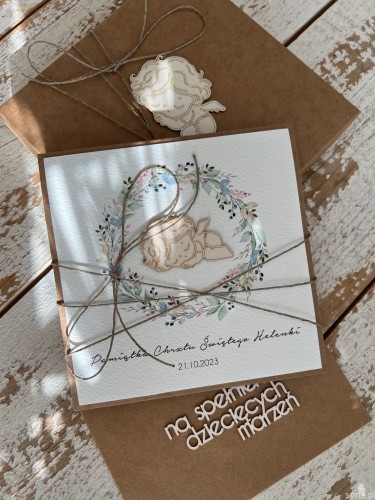 Kartka na chrzest personalizowana od chrzestnej - prezent - pamiątka chrztu z życzeniami