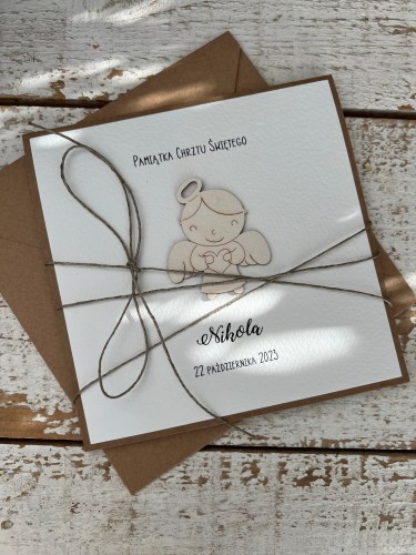 Wyjątkowy prezent - wyjątkowa personalizowana ręcznie robiona kartka dla na chrzest od matki chrzestnej, ojca chrzestnego + najpiękniejsze życzenia