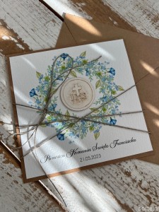 Personalizowana ręcznie robiona kartka komunijna, prezent na komunię - pamiątka komunii + najpiękniejsze życzenia dla dziewczynki, chłopca od matki chrzestnej, ojca chrzestnego, dziadków