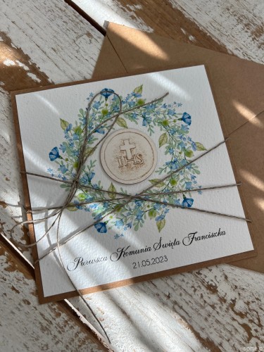 Personalizowana ręcznie robiona kartka komunijna, prezent na komunię - pamiątka komunii + najpiękniejsze życzenia dla dziewczynki, chłopca od matki chrzestnej, ojca chrzestnego, dziadków
