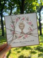 Personalizowana ręcznie robiona kartka komunijna, prezent na komunię - pamiątka komunii + najpiękniejsze życzenia dla dziewczynki, chłopca od matki chrzestnej, ojca chrzestnego, dziadków