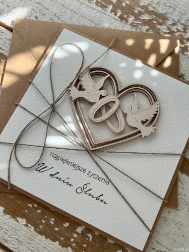 Wyjątkowa kartka ślubna ręcznie robiona na ślub pomysł prezent ślubny + wyjątkowe życzenia ślubne