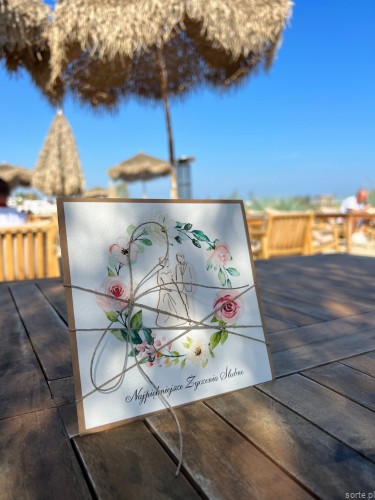 Kartka na ślub boho młoda para ręcznie robiona