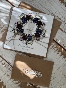 Personalizowany prezent - wyjątkowa kartka ślubna ręcznie robiona w stylu boho z sercem na ślub pomysł prezent ślubny z personalizacją + personalizowane najpiękniejsze życzenia ślubne + koperta na pieniądze