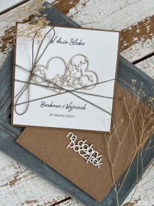 Personalizowany prezent - wyjątkowa kartka ślubna ręcznie robiona w stylu boho z sercem na ślub pomysł prezent ślubny z personalizacją + personalizowane najpiękniejsze życzenia ślubne + koperta na pieniądze