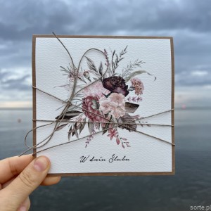 Ręcznie robiona kartka okolicznościowa - bukiet  boho
