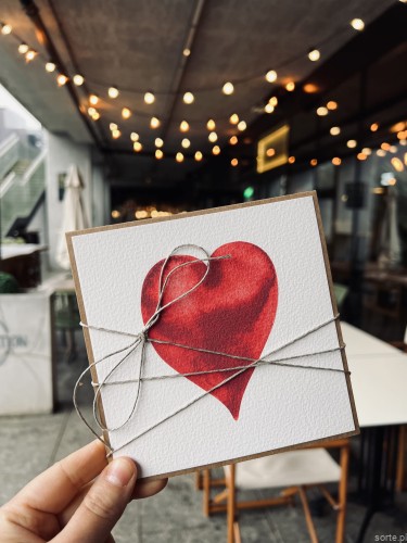 Wyjątkowa ręcznie robiona kartka na walentynki - walentynka z sercem