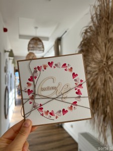 Wyjątkowa kartka ręcznie robiona na walentynki - walentynka z sercem - Kocham Cię