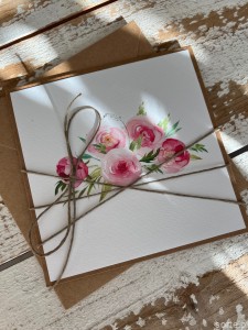 Ręcznie robiona kartka okolicznościowa piwonie bukiet