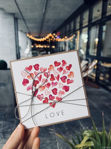 Ręcznie robiona kartka walentynkowa - walentynka napis LOVE