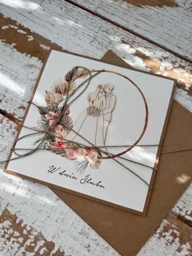Kartka ślubna handmade boho młoda para