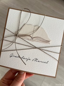 Personalizowana ręcznie robiona kartka gratulacje z okazji uzyskania absolutorium obrony pracy licencjackiej, magisterskiej, doktorskiej