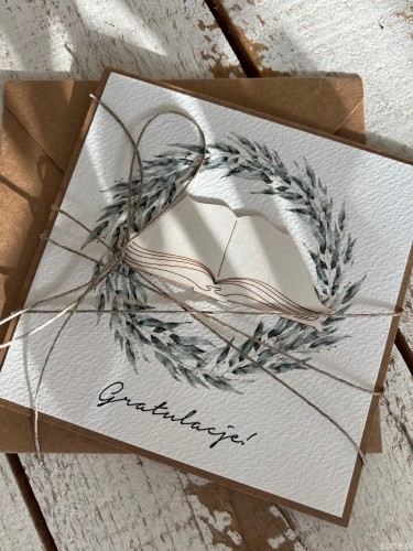 Ręcznie robiona kartka gratulacje z okazji uzyskania absolutorium obrony pracy licencjackiej, magisterskiej, doktorskiej