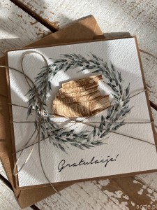 Ręcznie robiona kartka gratulacje z okazji uzyskania absolutorium obrony pracy licencjackiej, magisterskiej, doktorskiej, zakończenie liceum, zdanie matury