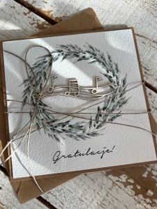 Ręcznie robiona kartka gratulacje z okazji uzyskania absolutorium obrony pracy licencjackiej, magisterskiej, doktorskiej dla muzyka