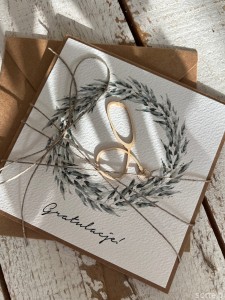 Ręcznie robiona kartka gratulacje z okazji uzyskania absolutorium obrony pracy licencjackiej, magisterskiej, doktorskiej dla lekarza, stetoskop