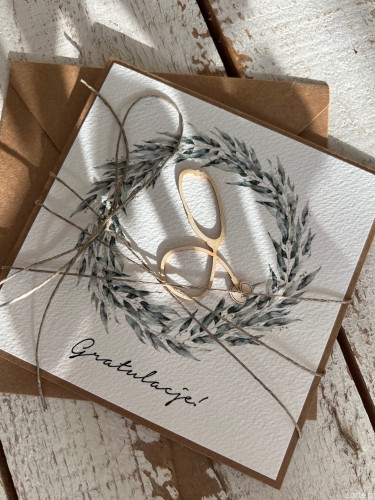 Ręcznie robiona kartka gratulacje z okazji uzyskania absolutorium obrony pracy licencjackiej, magisterskiej, doktorskiej dla lekarza, stetoskop