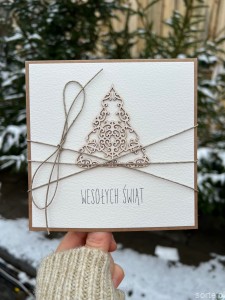 Wyjątkowa ręcznie robiona kartka świąteczna na Boże Narodzenie na piękne życzenia świąteczne - prezent