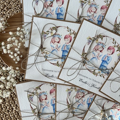 Wyjątkowe zaproszenia komunijne dla bliźniaków, rodzeństwa chłopca i dziewczynki