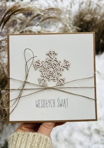 Stylowa ręcznie robiona kartka świąteczna na Boże Narodzenie śnieżynka 2