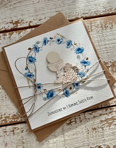 Najpiękniejsze zaproszenia handmade komunijne, na komunię dla chłopca, dziewczynki - ręcznie robione personalizowane