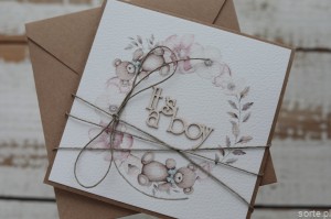 Ręcznie robiona kartka na narodziny dziecka - gratulacje - It's a boy