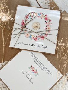 Najpiękniejsza ręcznie robiona kartka komunijna, prezent na komunię - pamiątka komunii + najpiękniejsze życzenia dla dziewczynki, chłopca od matki chrzestnej, ojca chrzestnego, dziadków