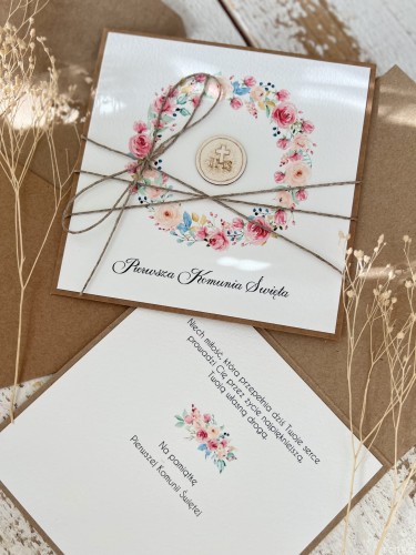 Najpiękniejsza ręcznie robiona kartka komunijna, prezent na komunię - pamiątka komunii + najpiękniejsze życzenia dla dziewczynki, chłopca od matki chrzestnej, ojca chrzestnego, dziadków