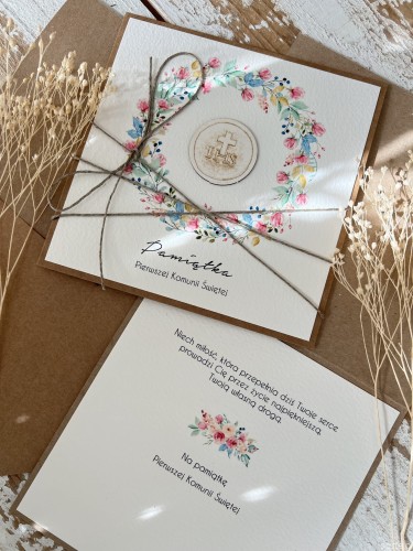 Najpiękniejsza ręcznie robiona kartka komunijna, prezent na komunię - pamiątka komunii + najpiękniejsze życzenia dla dziewczynki, chłopca od matki chrzestnej, ojca chrzestnego, dziadków