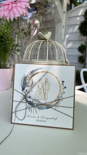 Personalizowany prezent - wyjątkowa kartka ślubna ręcznie robiona w stylu boho na ślub pomysł prezent ślubny z personalizacją + personalizowane najpiękniejsze życzenia ślubne