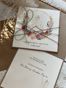 Kartka ślubna handmade boho gołąbki
