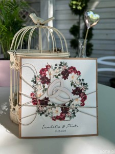 Personalizowany prezent - wyjątkowa kartka ślubna ręcznie robiona w stylu boho na ślub pomysł prezent ślubny z personalizacją + personalizowane najpiękniejsze życzenia ślubne