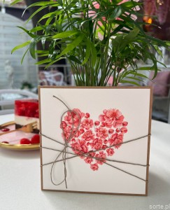 Wyjątkowa ręcznie robiona kartka prezent na walentynki, walentynkowa - walentynka z sercem (p)