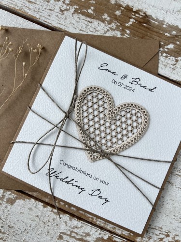 Personalizowany prezent - wyjątkowa kartka ślubna ręcznie robiona w stylu boho na ślub pomysł prezent ślubny z personalizacją + personalizowane najpiękniejsze życzenia ślubne