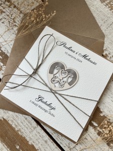 Unikatowa kartka ślubna ręcznie robiona - prezent ślubny - z personalizacją + najpiękniejsze życzenia ślubne