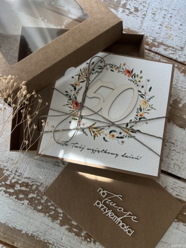 Wyjątkowy prezent kartka ręcznie robiona na 50 urodziny, pięćdziesiątkę