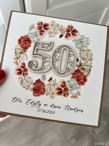 Wyjątkowa kartka ręcznie robiona na 50 urodziny prezent na pięćdziesiątkę z personalizacją  najpiękniejsze życzenia urodzinowe
