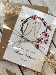 Personalizowany prezent - wyjątkowa kartka ślubna ręcznie robiona w stylu boho na ślub pomysł prezent ślubny z personalizacją + personalizowane najpiękniejsze życzenia ślubne duża A5