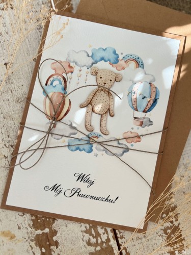 Ręcznie robiona kartka na narodziny dziecka - kartka gratulacyjna z okazji narodzin chłopca/dziewczynki A5