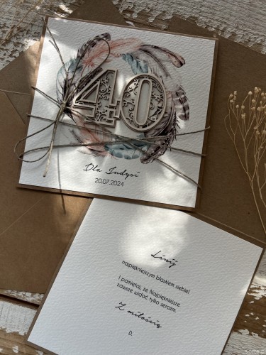 Personalizowany prezent - wyjątkowa kartka ręcznie robiona na 40 urodziny, pomysł na prezent na czterdziestkę z personalizacją dla kobiety, mężczyzny + personalizowane najpiękniejsze życzenia urodzinowe
