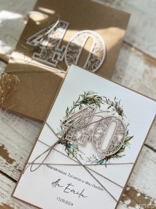 Personalizowany prezent - kartka ręcznie robiona na 40 urodziny pomysł prezent na czterdziestkę z personalizacją dla kobiety, mężczyzny + personalizowane najpiękniejsze życzenia urodzinowe A5