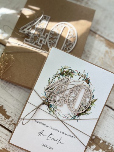 Personalizowany prezent - kartka ręcznie robiona na 40 urodziny pomysł prezent na czterdziestkę z personalizacją dla kobiety, mężczyzny + personalizowane najpiękniejsze życzenia urodzinowe A5
