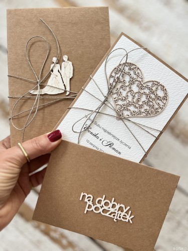 Kartka ślubna personalizowana - Kartka ślubna, koperta na pieniądze ręcznie robiona