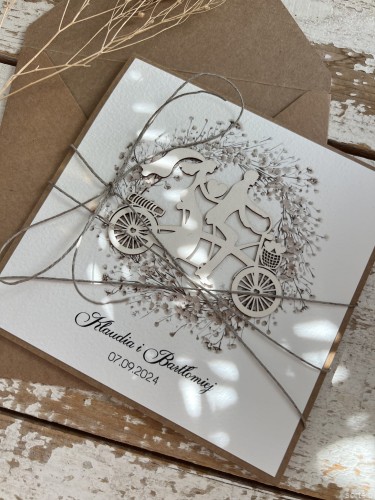 Personalizowany prezent - wyjątkowa kartka ślubna ręcznie robiona w stylu boho na ślub pomysł prezent ślubny z personalizacją + personalizowane najpiękniejsze życzenia ślubne - tandem