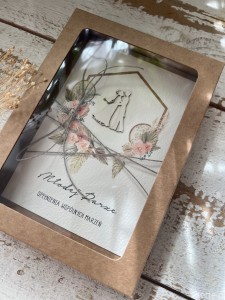 Wyjątkowa ręcznie robiona kartka ślubna + życzenia na ślub w pudełku