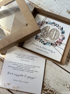 Personalizowany prezent - wyjątkowa kartka boho ręcznie robiona na 40 urodziny, pomysł na prezent na czterdziestkę z personalizacją dla kobiety, mężczyzny + personalizowane najpiękniejsze życzenia urodzinowe