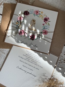 Rustykalna kartka ślubna, życzenia na ślub, idealny dodatek do prezentu ślubnego na pieniądze, koperta