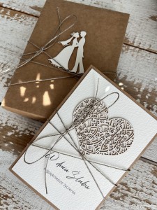 Wyjątkowa ręcznie robiona kartka ślubna + życzenia na ślub w pudełku