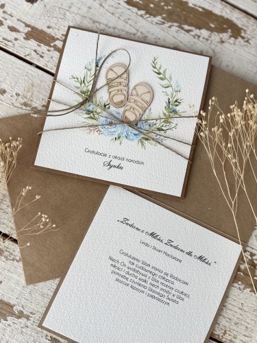 Ręcznie robiona kartka na narodziny dziecka - gratulacje z okazji narodzin synka